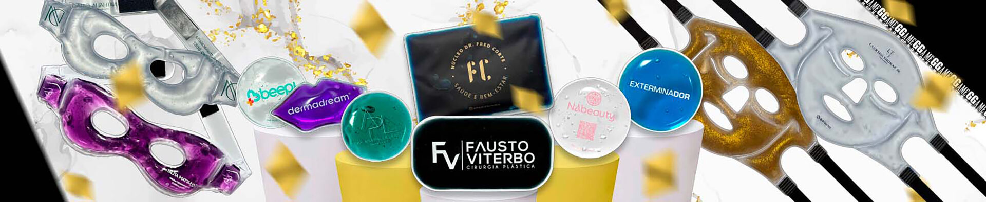 Banner MEGGA PROMO DOURADO – BOLSAS GEL – 2025